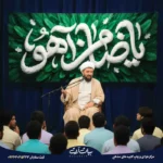 طرح بنر و کتیبه ولادت امام رضا (ع) زمینه سبز برگدار تایپوگرافی یا ضامن آهو 8023